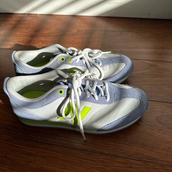 New Balance 550 WL550LB Retro Running Shoes Sneakers Grey/Neon/Blue Womens Sz 7 - Picture 4 of 10